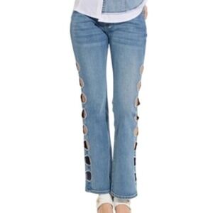 Ooh La La Jeans with Circular Cutouts Light Wash Medium‎